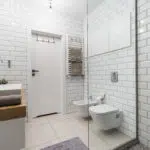 Picture of white tiles in modern bathroom