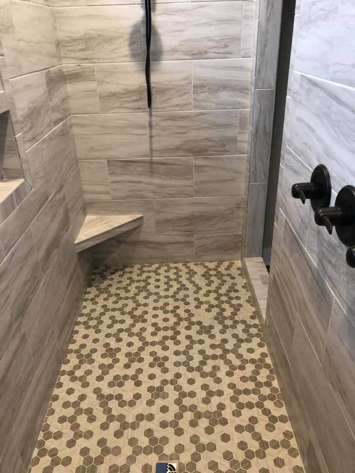 Updated bathroom shower flooring