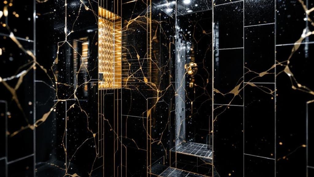 elegant black and gold tiles