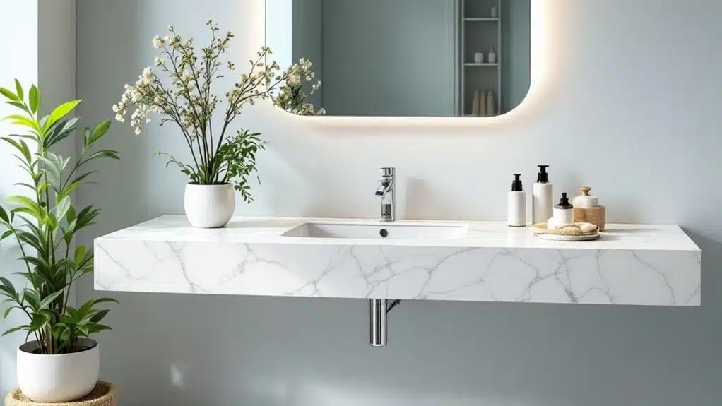 sleek wall mounted bathroom countertops