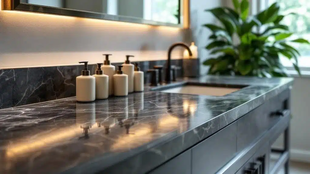 textured finishes enhance bathrooms