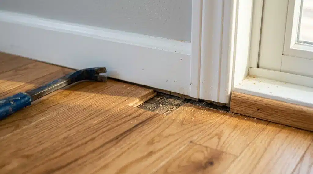 flooring replacement baseboards intact