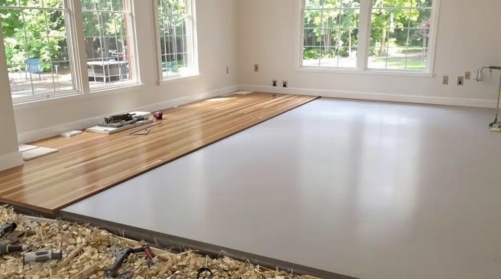 hardwood installation over concrete