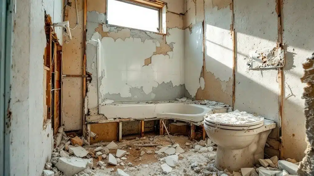 destructive fiberglass shower removal