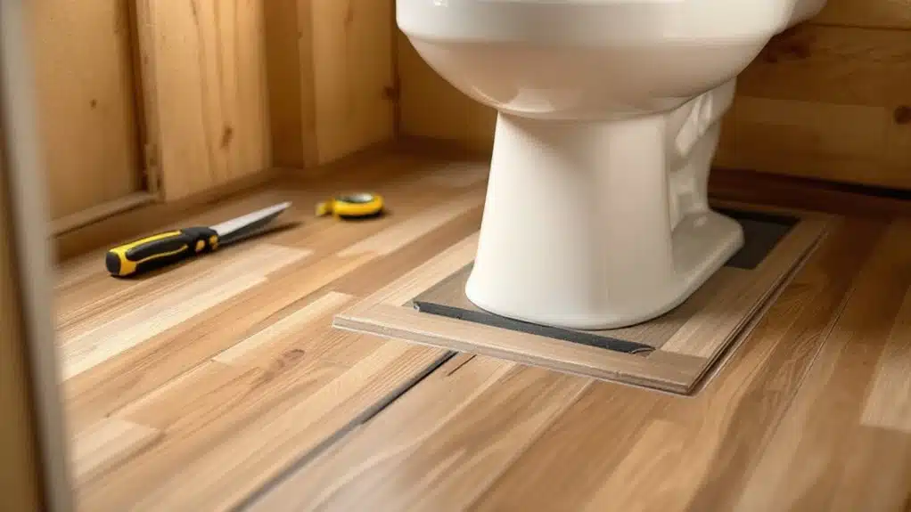 working around the toilet